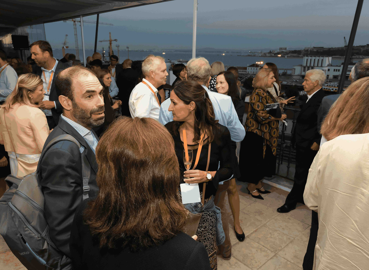 Drinks reception on the balcony overlooking the river